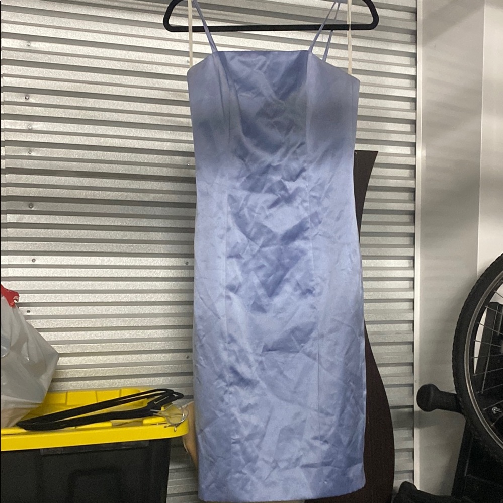 Bebe Blue Sheath Cocktail Dress with Spaghetti Straps